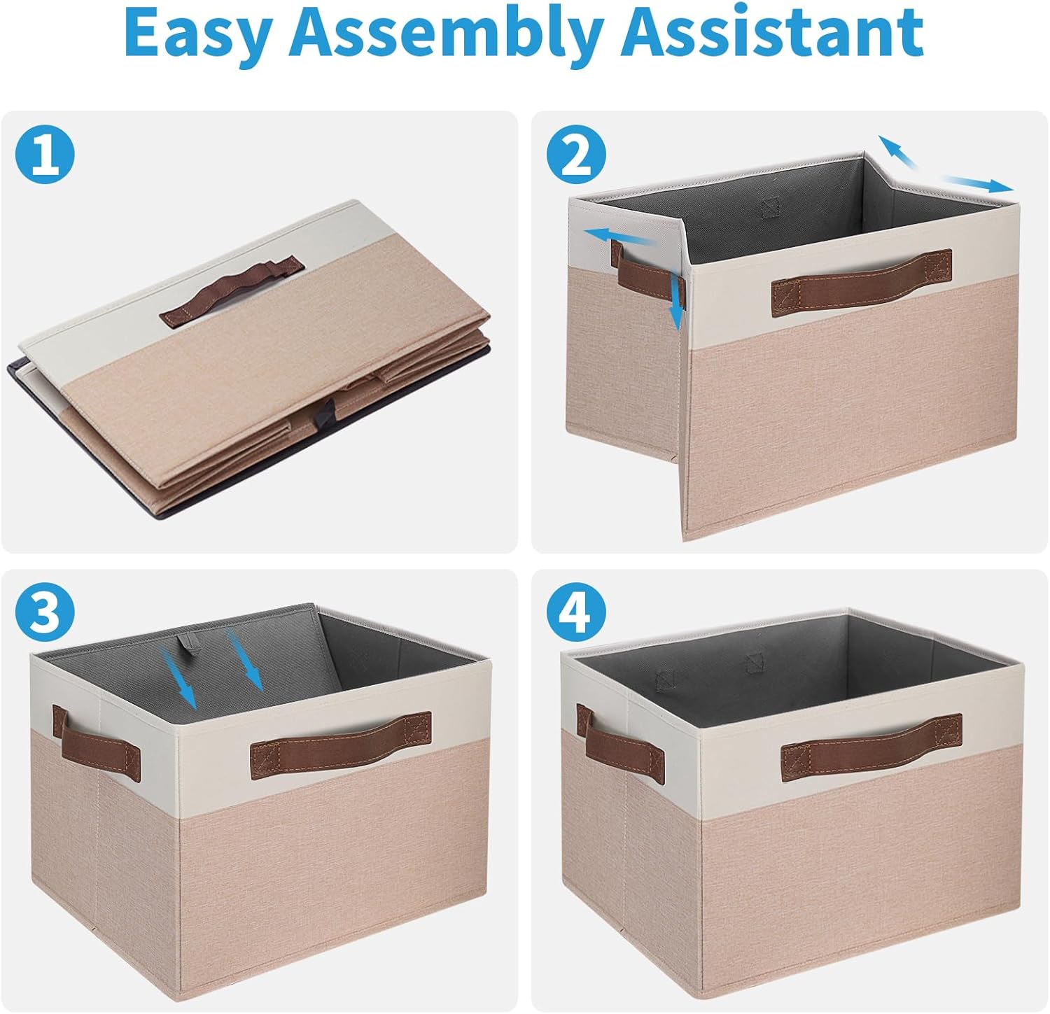 GhvyenntteS Large Fabric Storage Bins with Handles, 15x11x9.6 Inch Storage Baskets for Shelves, Foldable Closet Storage Bins for Shelves, Closet Organizers and Storage Boxes, Beige Yellow&White