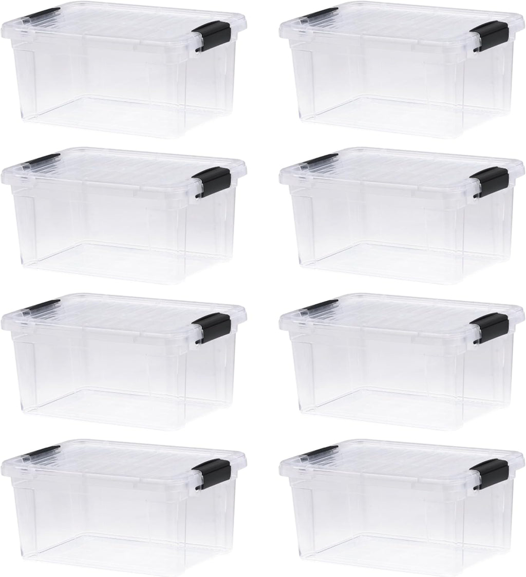 Superio Storage Bins with Lids- 8 Pack, 6.6 Qt Clear Boxes for Organizing, Stackable Plastic Containers- BPA Free, Non-Toxic, Odor Free, Organizer for Home, Office, Dorm