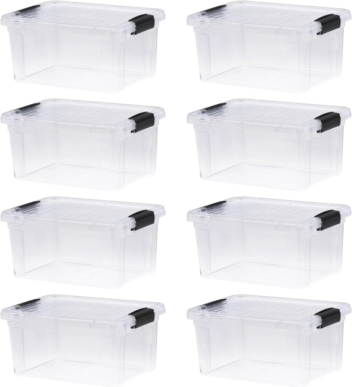 Superio Storage Bins with Lids- 8 Pack, 6.6 Qt Clear Boxes for Organizing, Stackable Plastic Containers- BPA Free, Non-Toxic, Odor Free, Organizer for Home, Office, Dorm