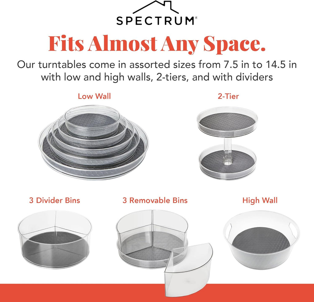 Spectrum Lazy Susan Organizer, Hexa Round Small (1-Pack) - Lazy Susan Turntable for Cabinet, Refrigerator, Pantry, Table, & Shelf - Rotating & Spinning Pantry Organization & Storage for Fridge