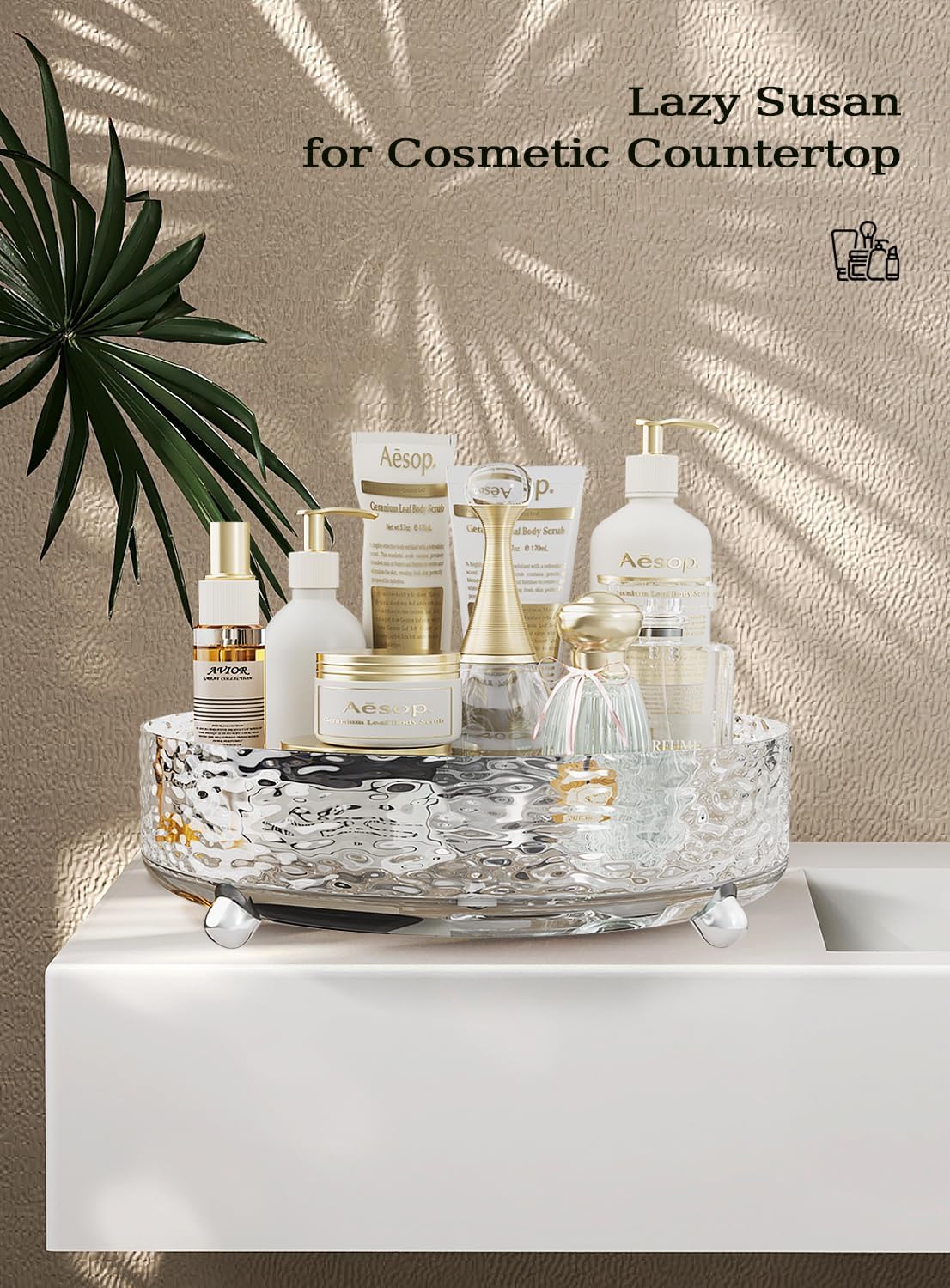 2 Pcs Lazy Susan Organizer, 9in &11in Elegant Lazy Susan Turntable Organizer, Modern Rotating Storage Organizer for Kitchen, Bathroom, Vanity, Countertop