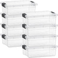 Superio Clear Storage Boxes with Lids, 2.3 Quart Plastic Container Bins for Organizing, Stackable Crates, BPA Free, Non Toxic, Odor Free, Organizers for Home, Office and Dorm, 8 Pack