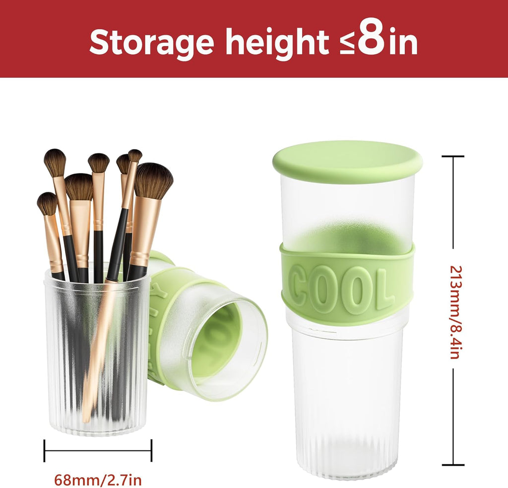 Li&Zhao Makeup Brush Holder with Lid - Makeup Brush Organizer Plastic Makeup Brush Holder for Vanity Expandable Makeup Brush Cup Pencil Holder for Desk Pen Holders for Desktop Countertop Bathroom