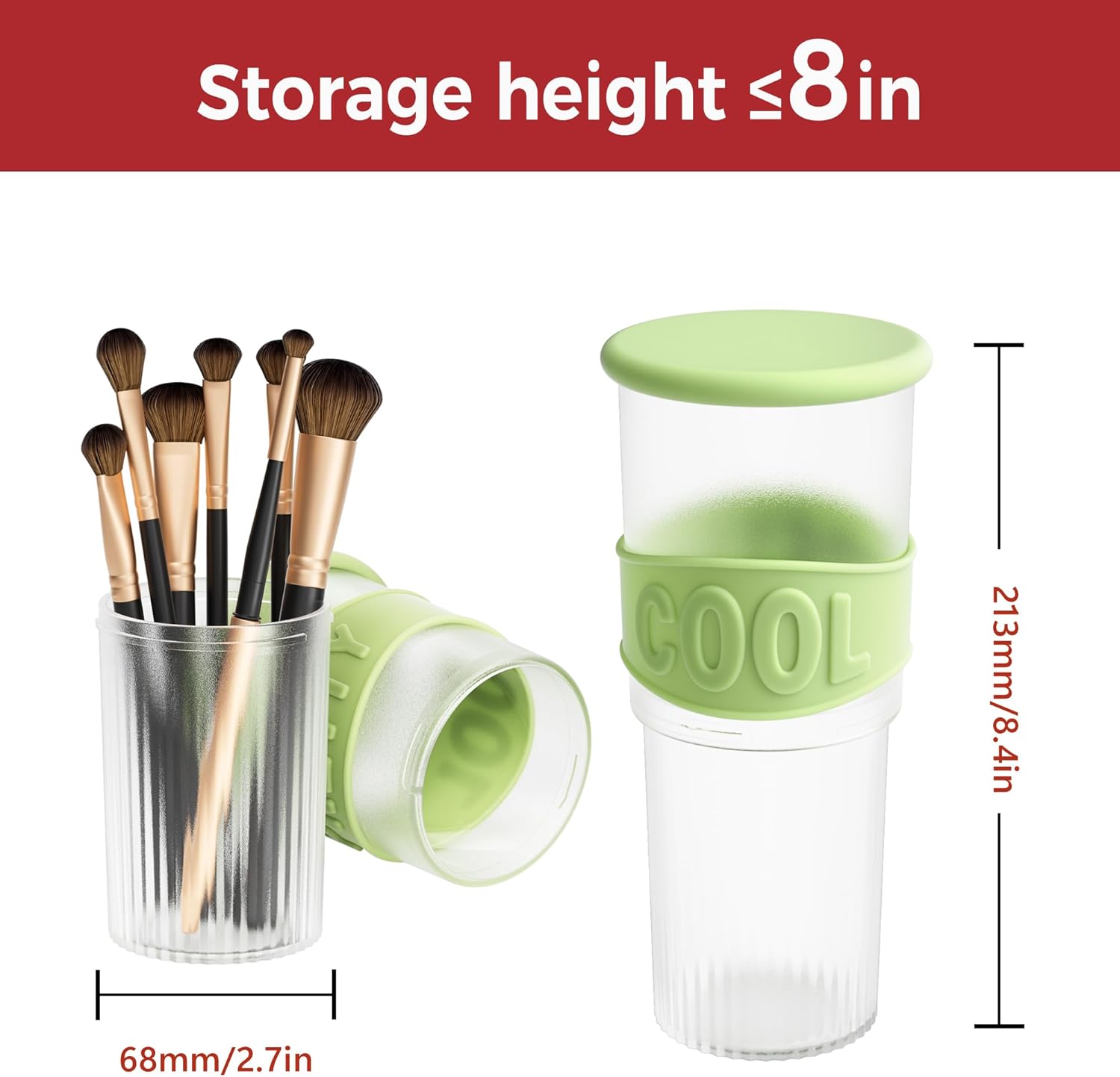 Li&Zhao Makeup Brush Holder with Lid - Makeup Brush Organizer Plastic Makeup Brush Holder for Vanity Expandable Makeup Brush Cup Pencil Holder for Desk Pen Holders for Desktop Countertop Bathroom