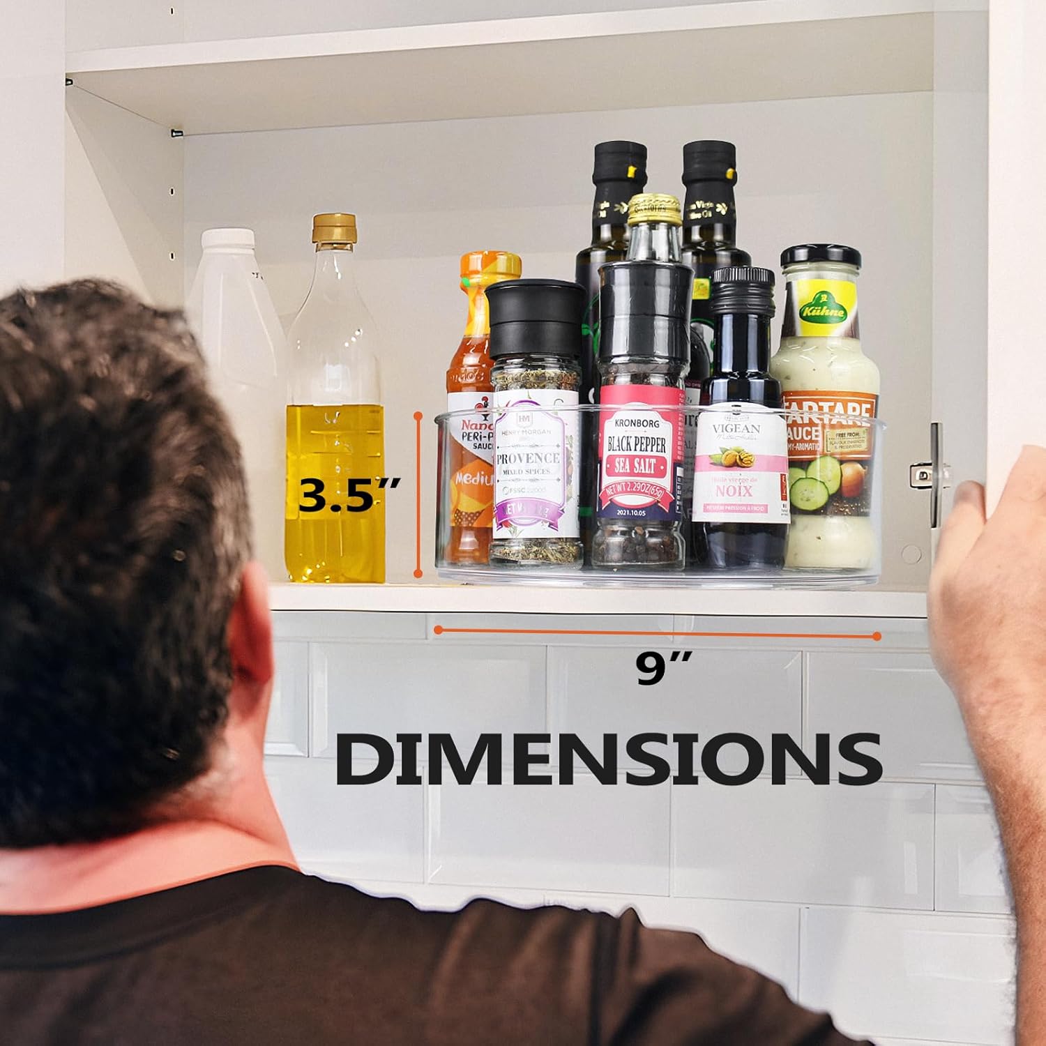 Lazy Susan Organizer, 2pcs 360 Degree Rotating Turntable Organizer, Round Plastic Clear Lazy Susan Turntable Food Storage Container for Kitchen, Fridge Organizer