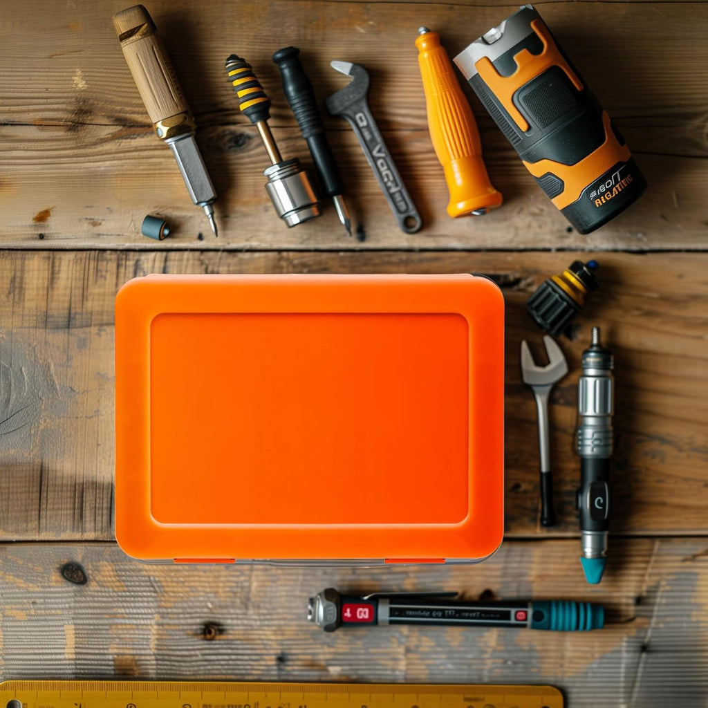 Battery Organizer Storage Box, Garage Case Holder for 24* AA, 30* AAA Batteries (Bag Not Include Batteries Pack) (orange)