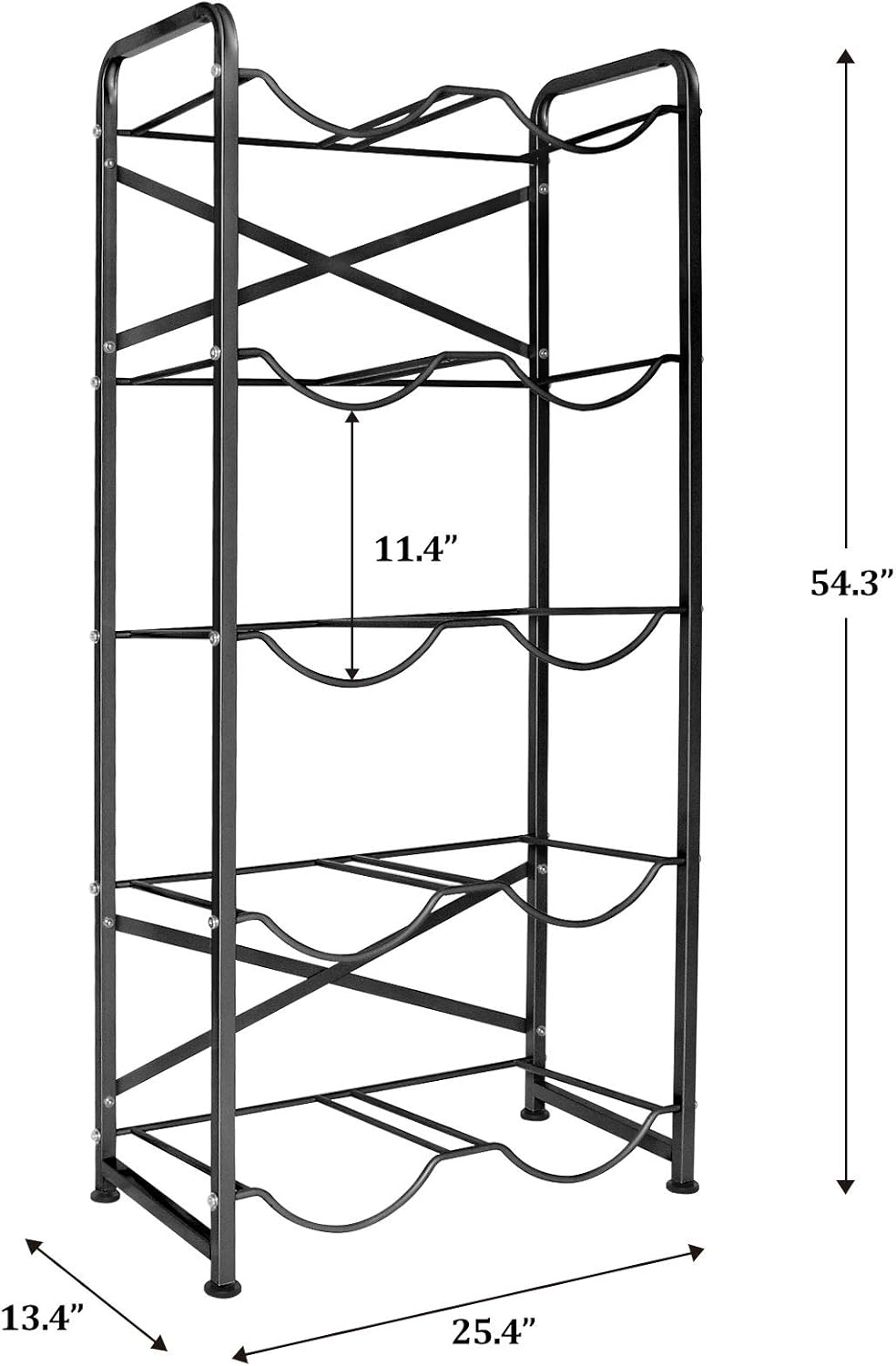 5 Gallon Water Bottle Holder for 10 Bottles, 5 Tiers Heavy-Duty Water Cooler Jug Rack with Reinforcement Frame for Kitchen Office, Black