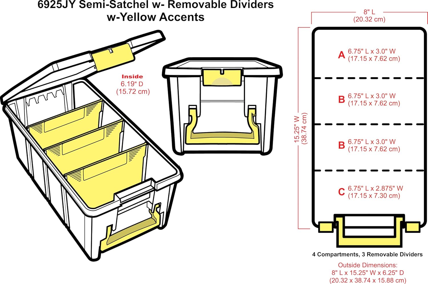 ArtBin 6925JY Semi Satchel with Yellow Accents Storage Container, Clear