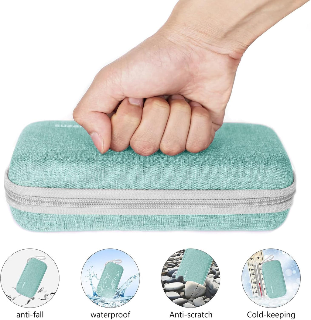 Insulin Cooler Travel Case,EVA Insulation Travel Medicine Kit with 2 Ice Packs for Diabetes Care,Insulin Pen and Other Diabetic Supplies (Green)