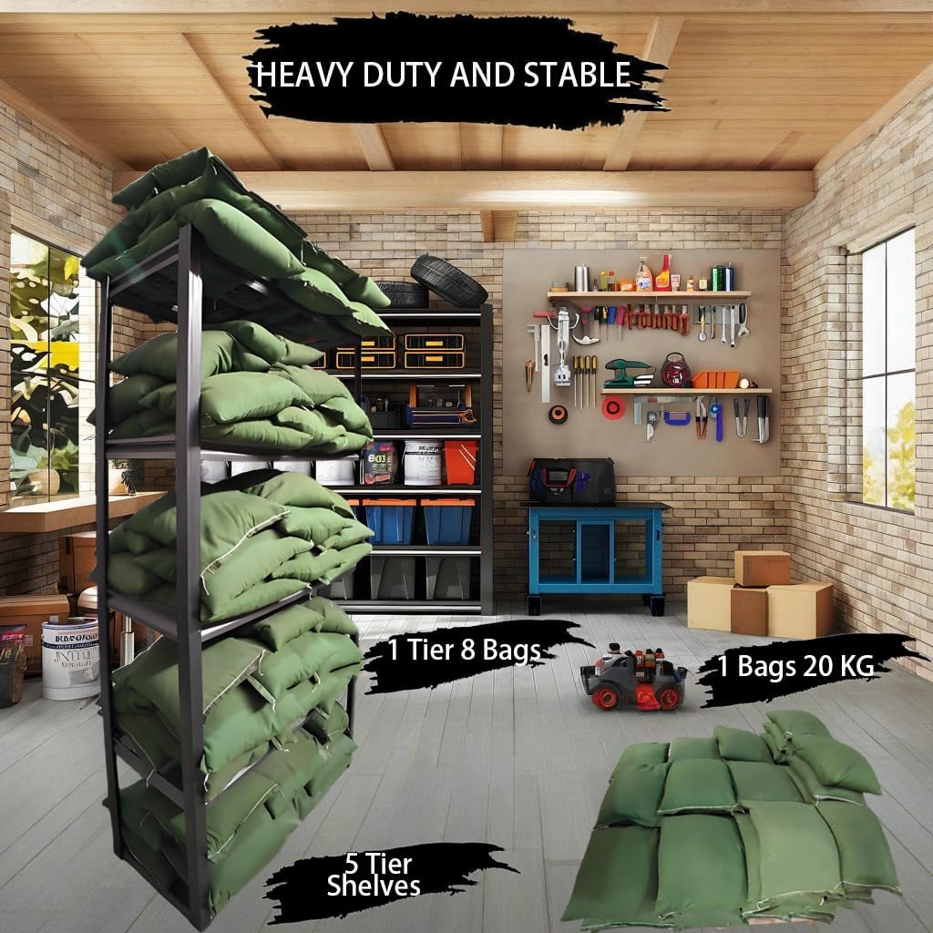 Industrial Storage Rack,Heavy-Duty Steel Shelving Unit 5-Tier,Multi-Purpose Garage Organization System Black 83" H x 54.5" W x 23" D