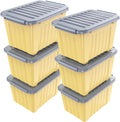 Nazhura Plastic Storage Bin, Stackable and Nestable Storage Boxes with White Lids and Secure Latching Buckles, Large Storage Container (Yellow/Purple, 72Quart-6Pack)