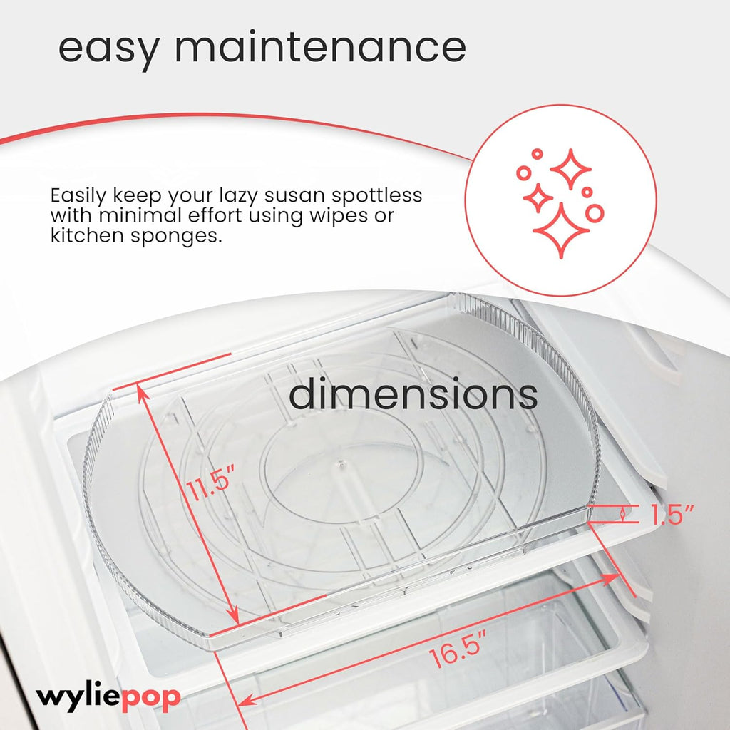 Lazy Susan for Refrigerator - 360° Turntable Refrigerator Organizer and Storage Tray for Fridge, Cabinet & Pantry - Large, Premium Rectangle Lazy Susan (16.5"x11.5"x1.5")