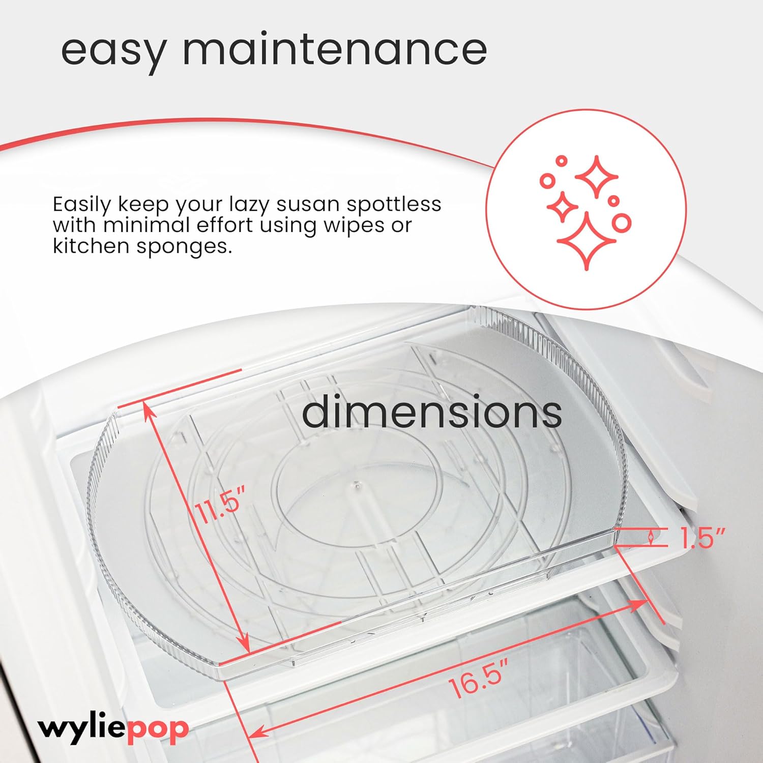 Lazy Susan for Refrigerator - 360° Turntable Refrigerator Organizer and Storage Tray for Fridge, Cabinet & Pantry - Large, Premium Rectangle Lazy Susan (16.5"x11.5"x1.5")