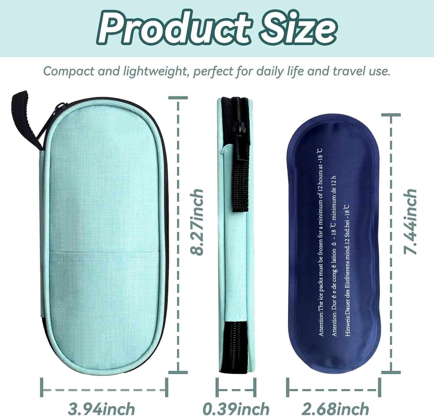 Insulin Cooler Travel Case, Medication Diabetic Cool Organizer Bag with 2 Ice Packs for Daily Life and Trip Use, Green