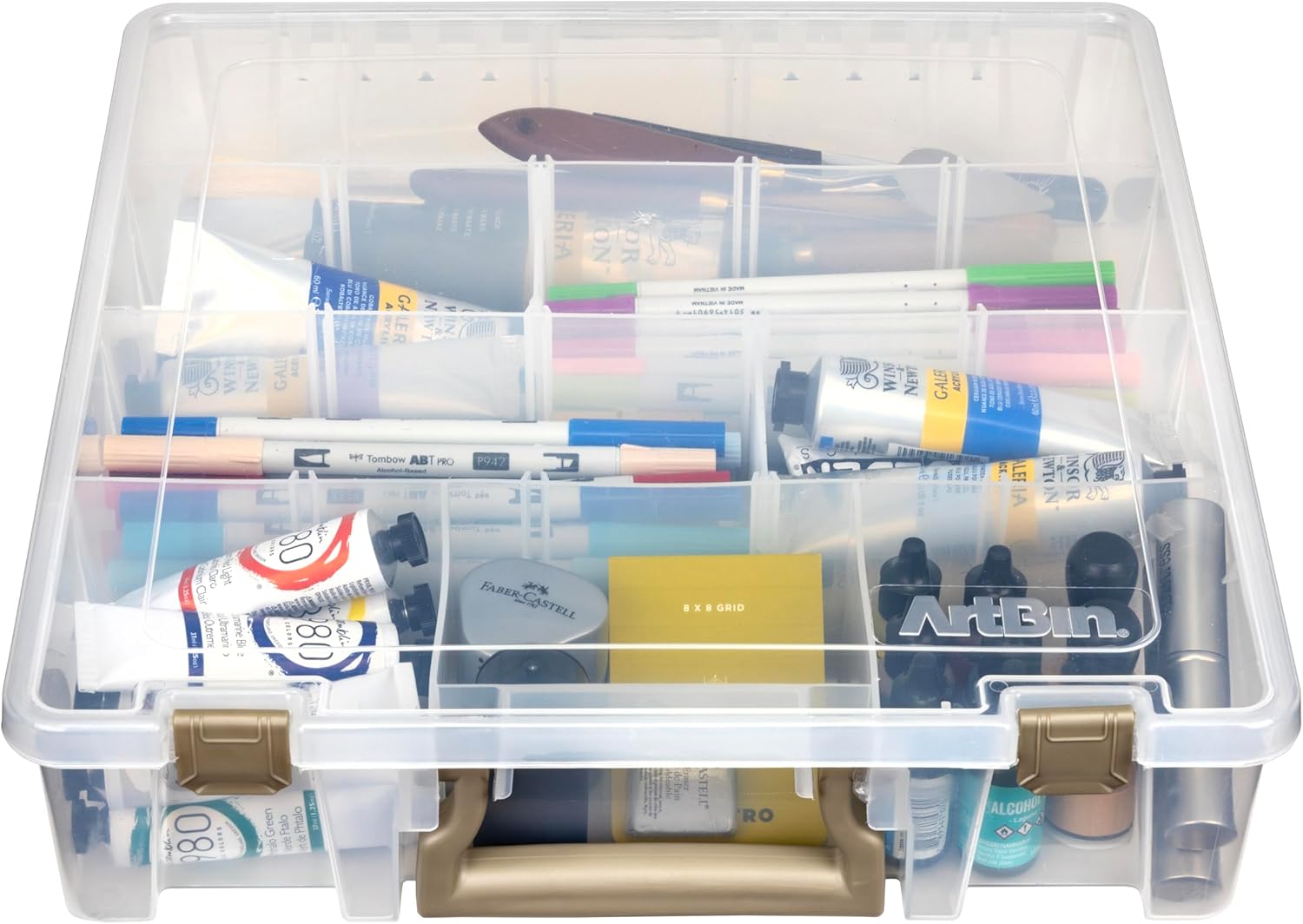 ArtBin 9007AB Super Satchel with Removable Dividers, Portable Art & Craft Organizer with Handle, [1] Plastic Storage Case, Clear