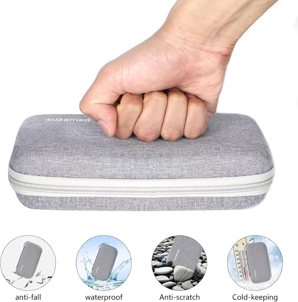 Insulin Cooler Travel Case,EVA Insulation Travel Medicine Kit with 2 Ice Packs for Diabetes Care,Insulin Pen and Other Diabetic Supplies (Grey)