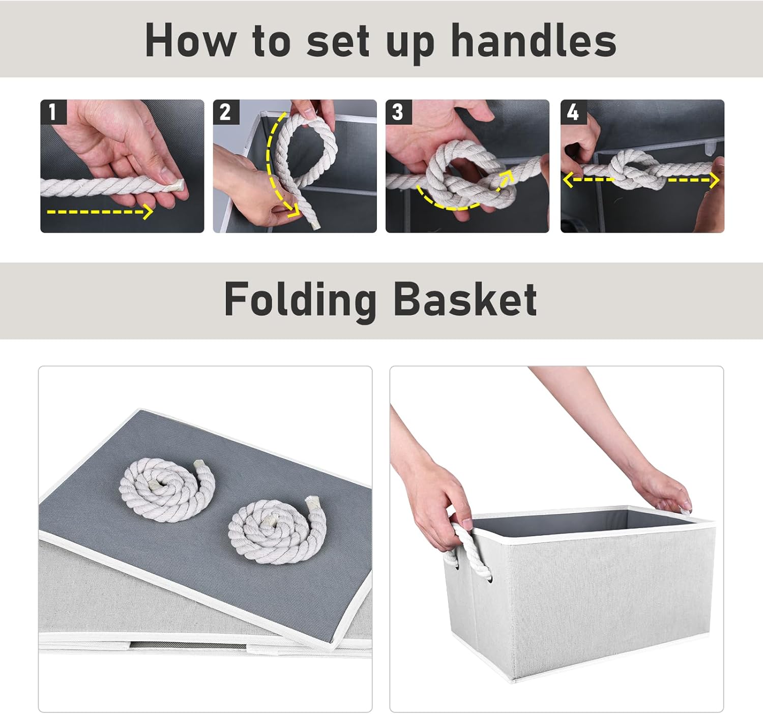 Closet Storage Bins, Linen Closet Organizers and Storage Basket for Shelves, Collapsible Shelf Baskets for Organizing Shelves, Bedroom Clothes Basket, Gray, 6 Pack