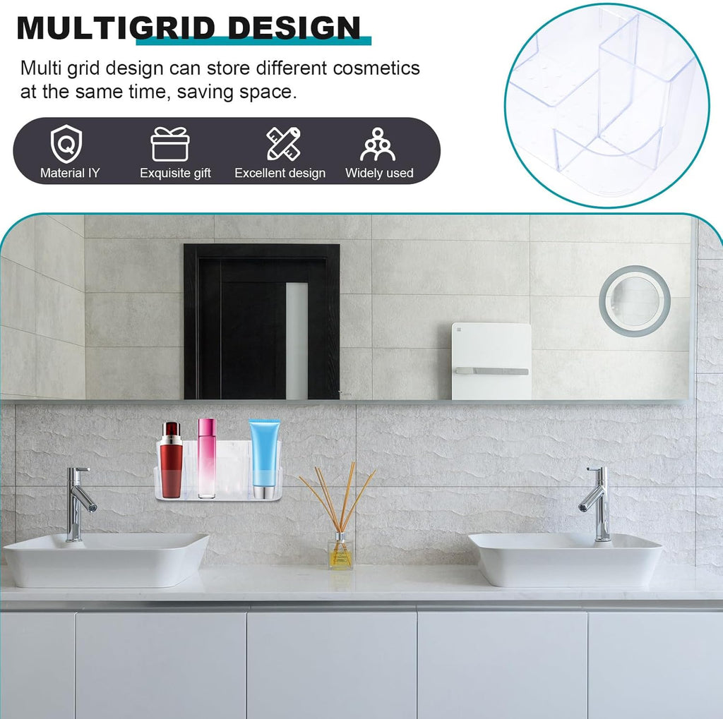 Wall-mounted Toiletry Case Transparent Multi-grid Cosmetic Storage Box for Bathroom Makeup Organizer Holder Easy Install and Spacious Vanity Storage