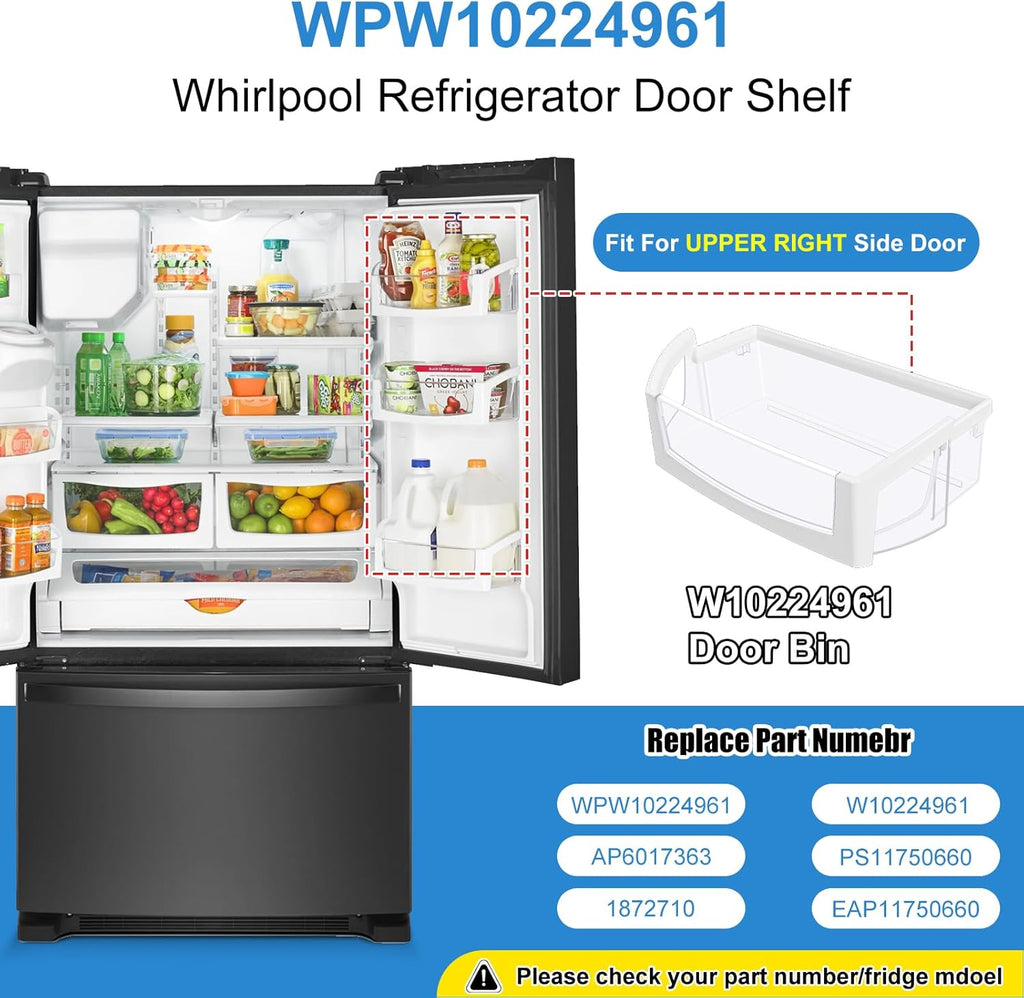 [2 Pack] Upgraded WPW10224961 W10224961 Refrigerator Door Shelf Bin Compatible with Whirlpool Maytag Refrigerator Door Shelf WRX735SDBM00 WRF555SDFZ00 WRF555SDH WRF555SDFZ PS11750660 Fridge Bin Right