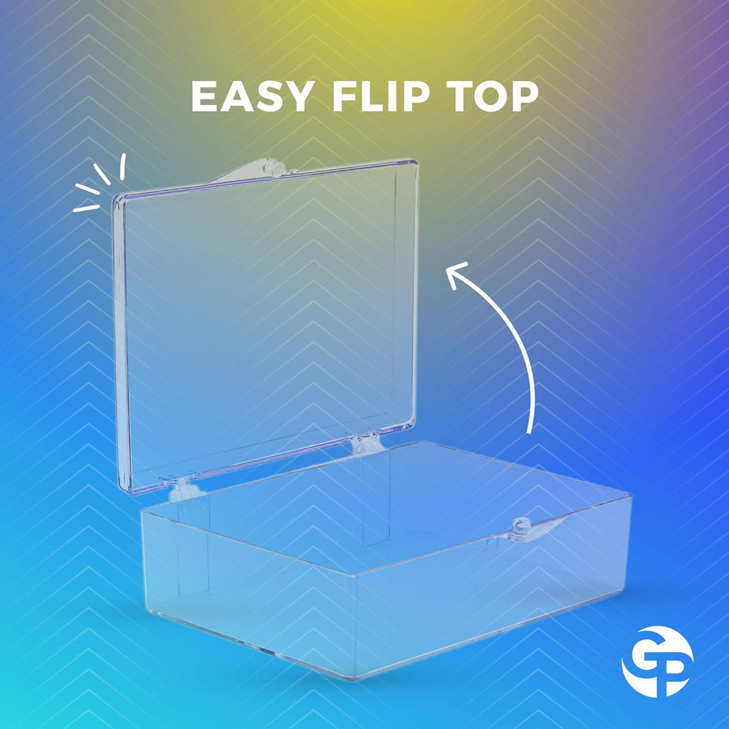 10-Pack Clear Hinged Plastic Containers, Keepsake Storage Boxes, 3 1/2" L x 2 9/16" W x 1" H, Made in USA, Plastic Display Case or Small Box for Storage and Organization