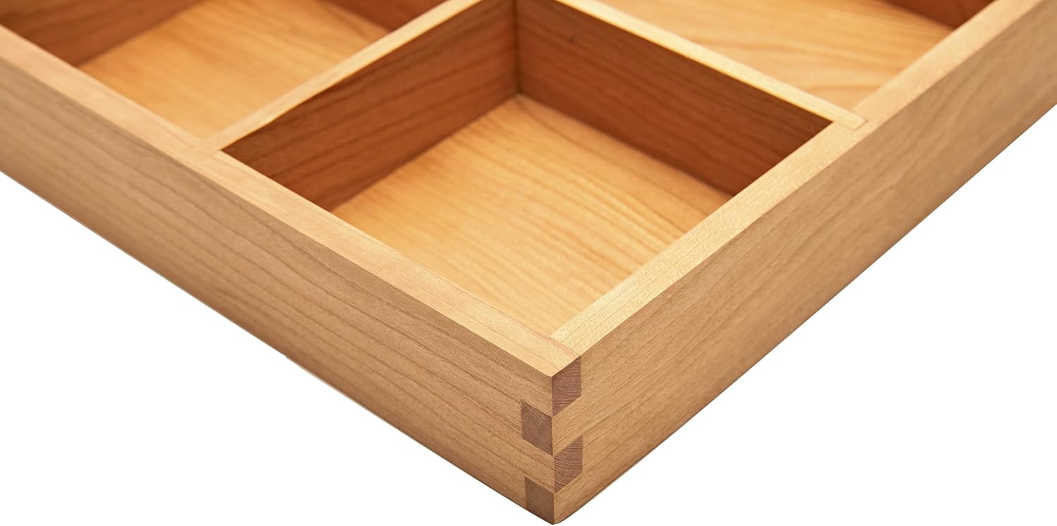 pandapark Wood Organizer Tray,Black Walnut,Desk & Drawer Storage Box (Cherry Master-4)