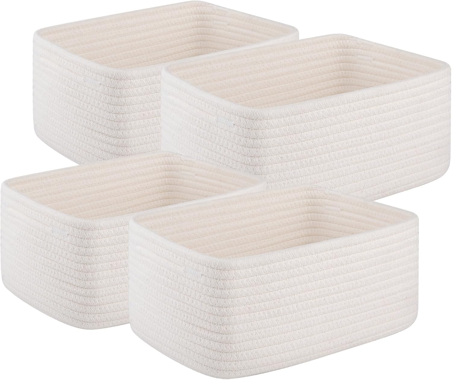 OIAHOMY 4 Pack Storage Baskets for Organizing, Small Bins for Shelves, Cute Decorative Storage Bins, Organizer Baskets for Gifts Empty, 11.8''Lx7.8''Wx4.7''H, White