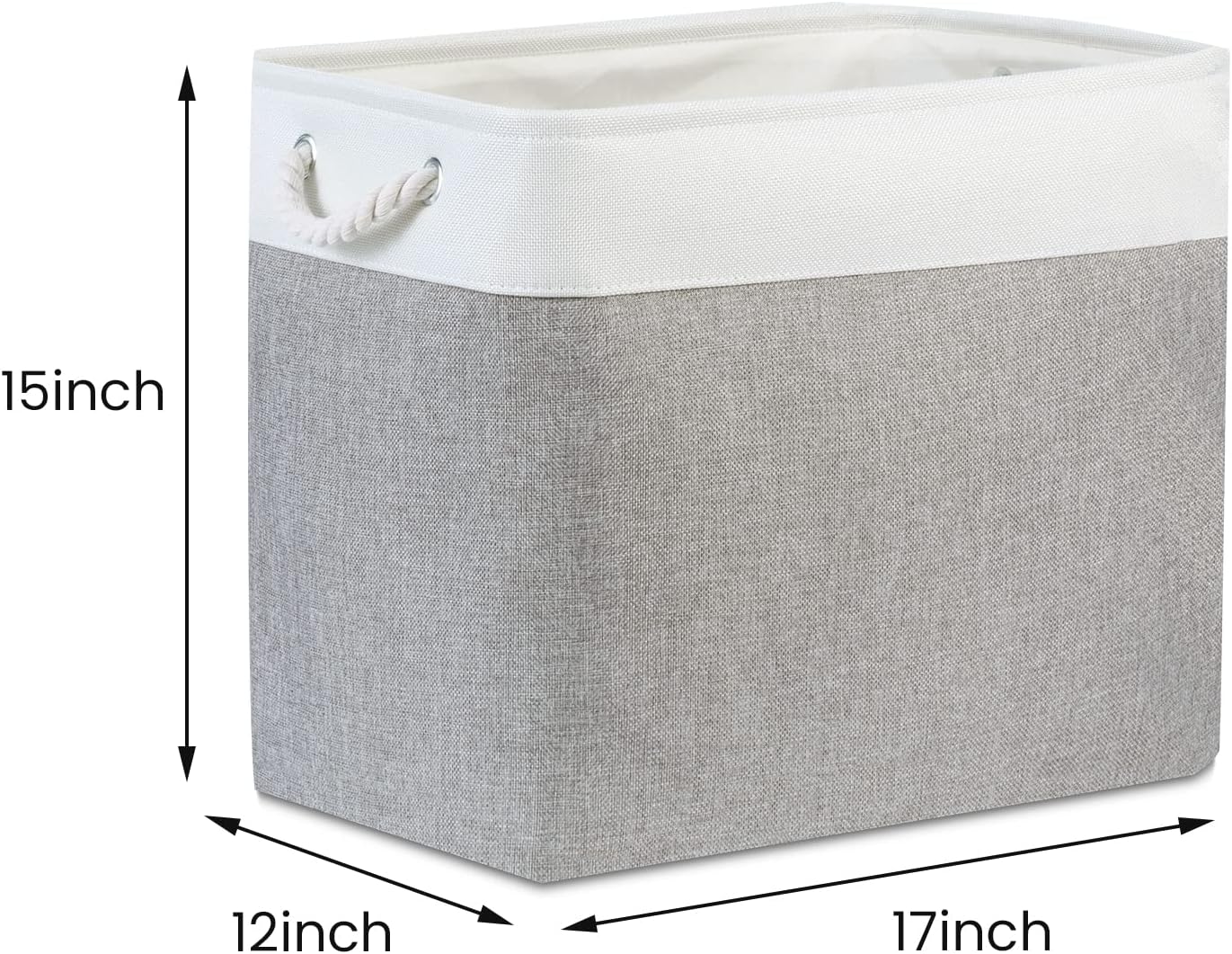 Bidtakay Large Storage Bins for Clothes Fabric Deep Baskets for Organizing Set of 2 Grey Fabric Pantry Storage Bins for Hallway Living Room Blankets 17x12x15 in Extra Large Shelf Tote Baskets