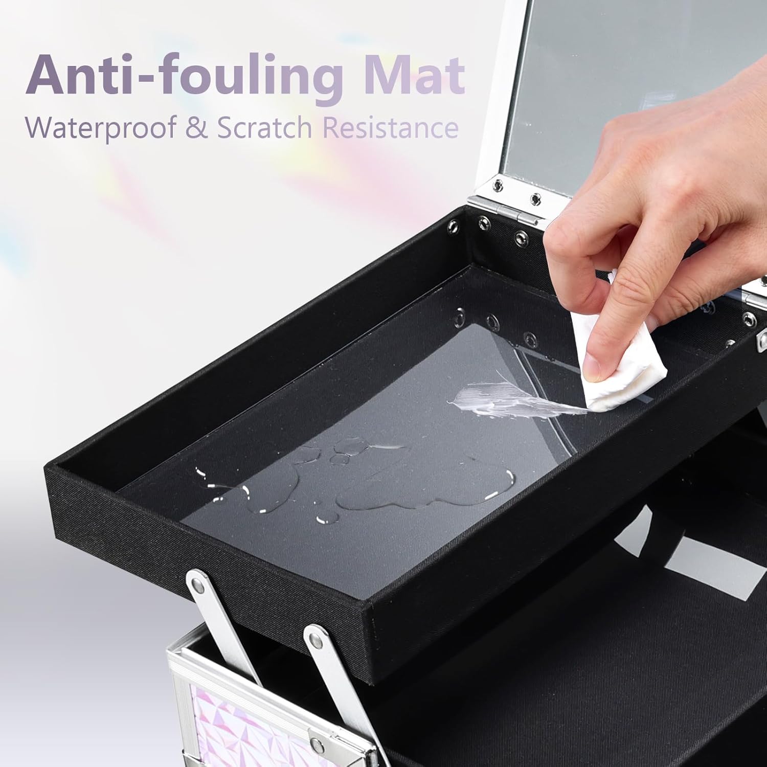 Joligrace Makeup Train Case Makeup Case Organizer Portable Cosmetic Box Storage with 2 Trays Mirror Locking with Keys Make Up Travel Case Nail Kits Traveling Makeup Box Shiny Purple