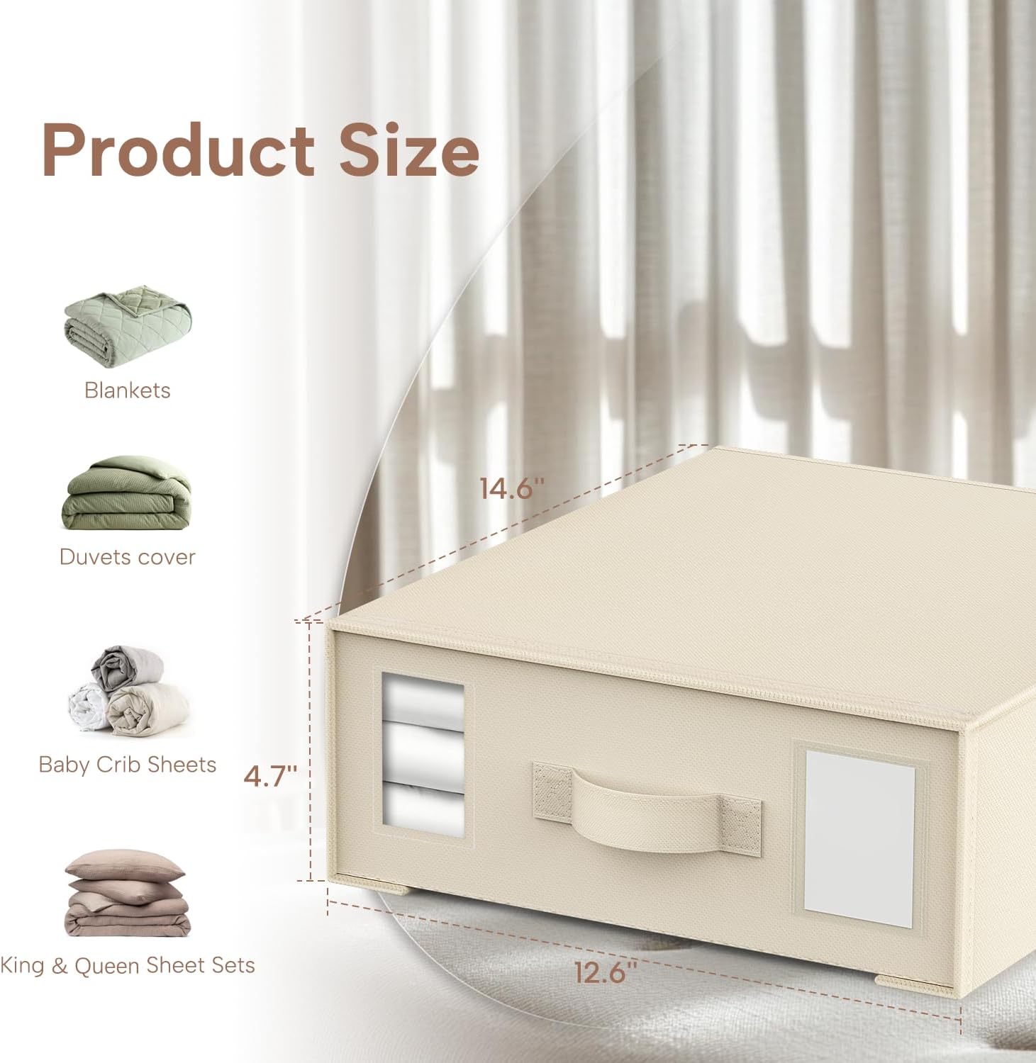 Criusia Bed Sheet Organizers and Storage, 4 Pack Foldable Linen Closet Organizers – Bedding Holder for Sheet Set (King/Queen Sizes), Duvet Covers, Blankets (Beige)