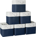 Fabric Storage Cubes, 11 inch cube storage bin with Handles, 11x11cube storage organizer bins, Collapsible Storage Bins for Shelves and Home, Cubby Storage Bins (white-navy, 10.5x10.5x11in)