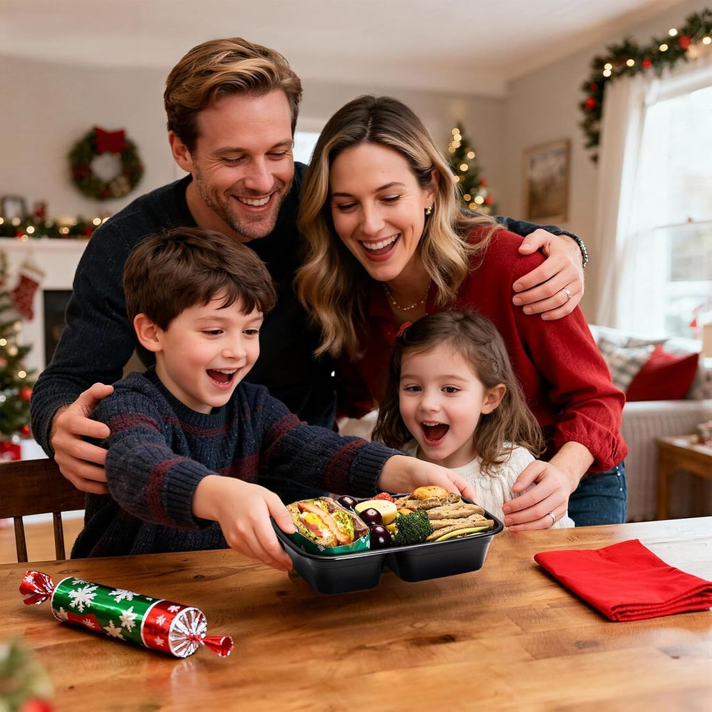 50 Pack (100-Piece) 32 oz Sturdy Leakproof 2-Compartment Meal Prep Containers with Lids, Plastic Food Storage Containers for Lunch, Microwave, Freezer, and Dishwasher Safe Takeout Containers