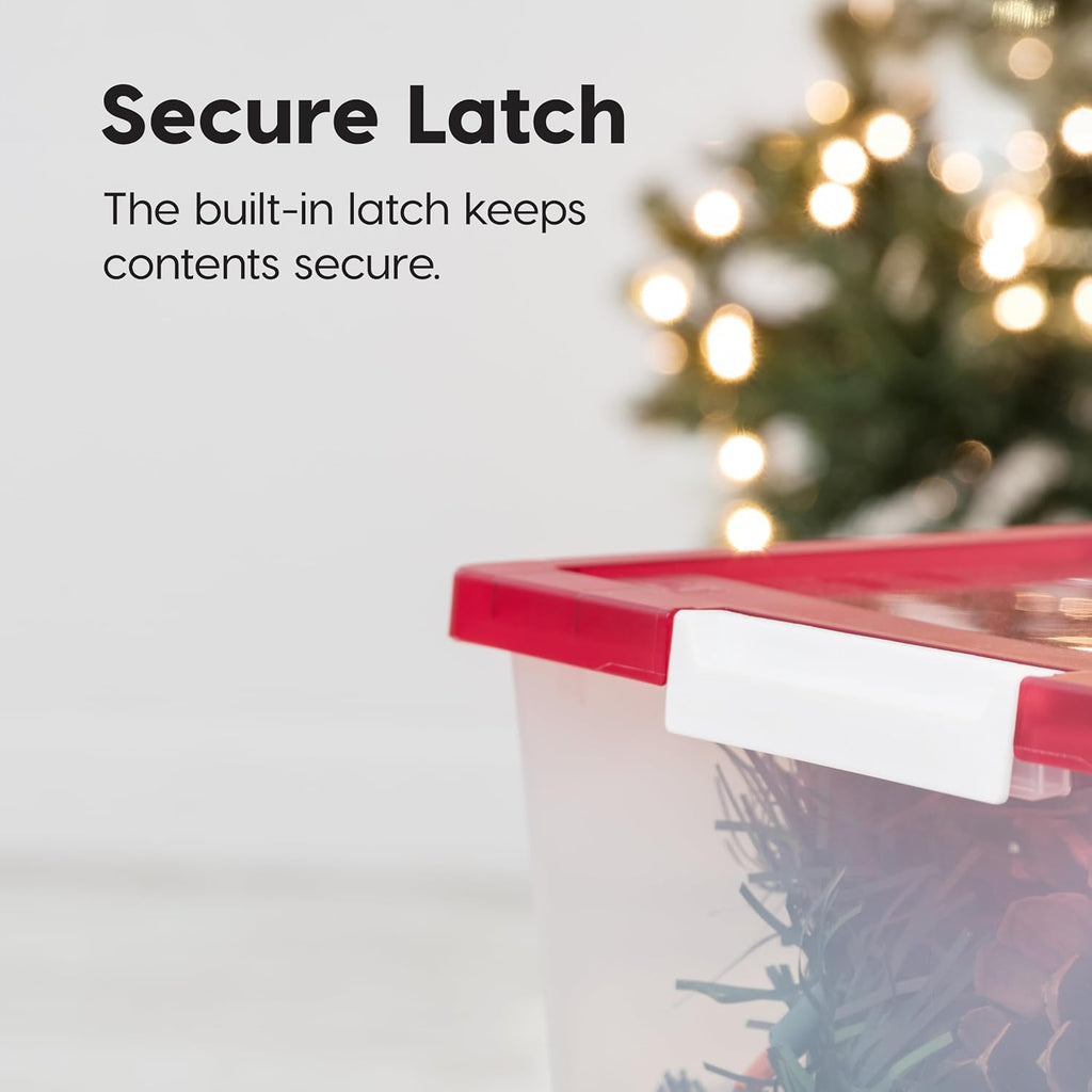 IRIS USA 12 Qt. Plastic Storage Bins Containers with Lids, 4 Pack, Sensory Bin, Craft Storage, Craft Organizers and Storage, Organizing Container for Home, Office School Supplies, Stackable, Clear/Red