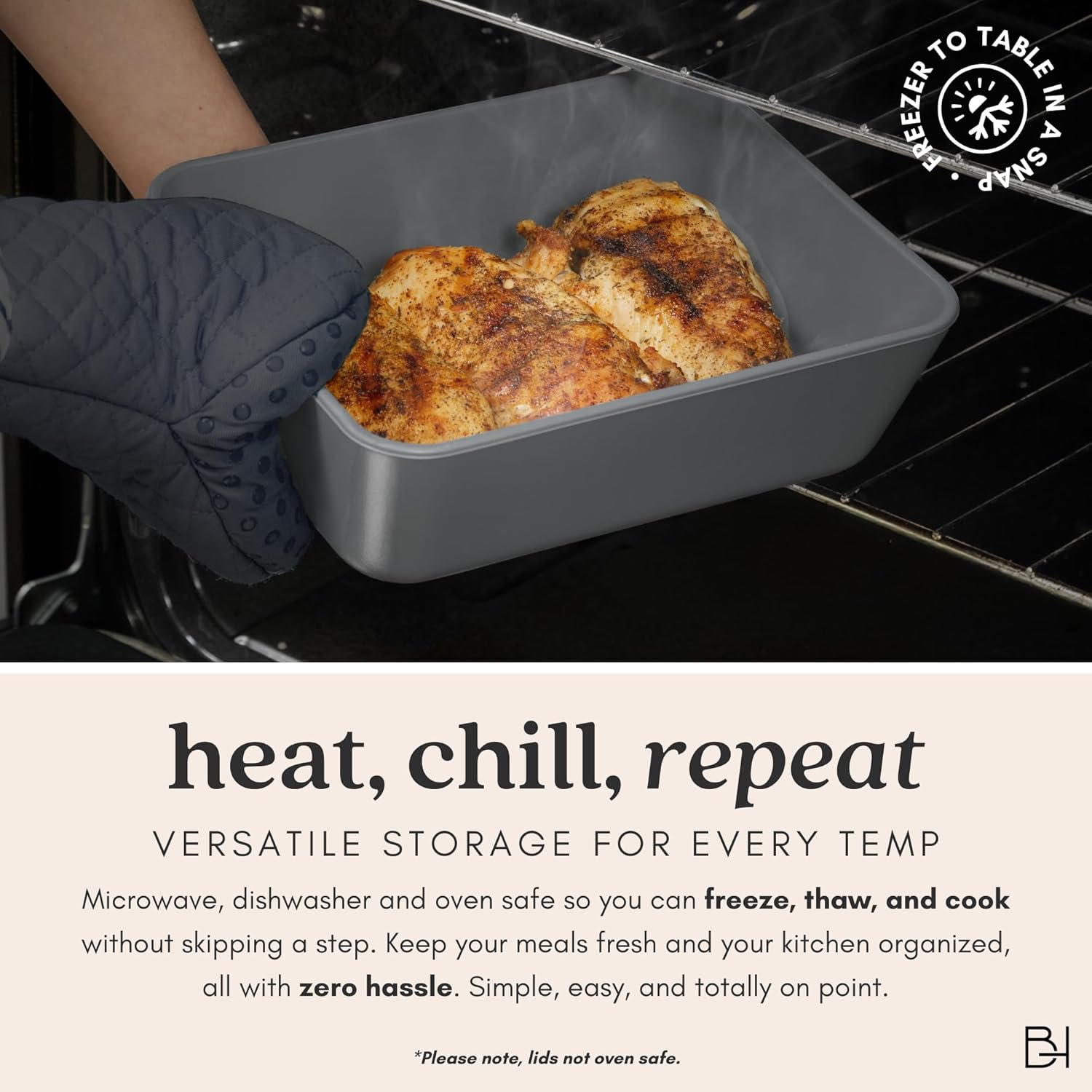 Ceramic Coated Glass Food Storage Container | No PTFE, PFOA, PFAS, and BPA | Reusable Non Toxic Meal Prep Container with Glass Lid | Easy To Store | 6 Cup Rectangle [Smoke]