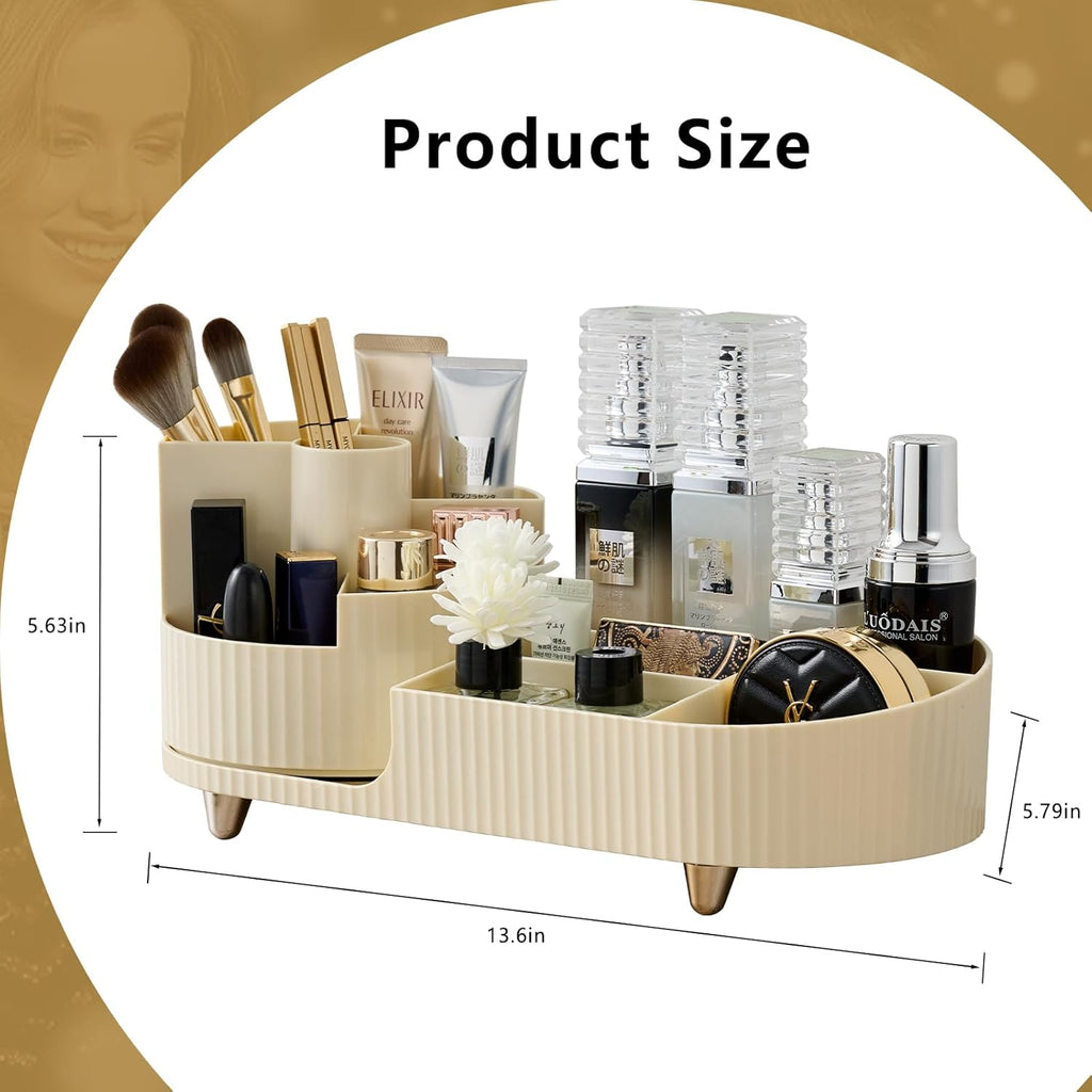 New 360 Rotating Makeup Organizer - Large-Capacity Vanity Organizer, Stores Makeup Brushes and More, Keeps Countertop Clean and Tidy