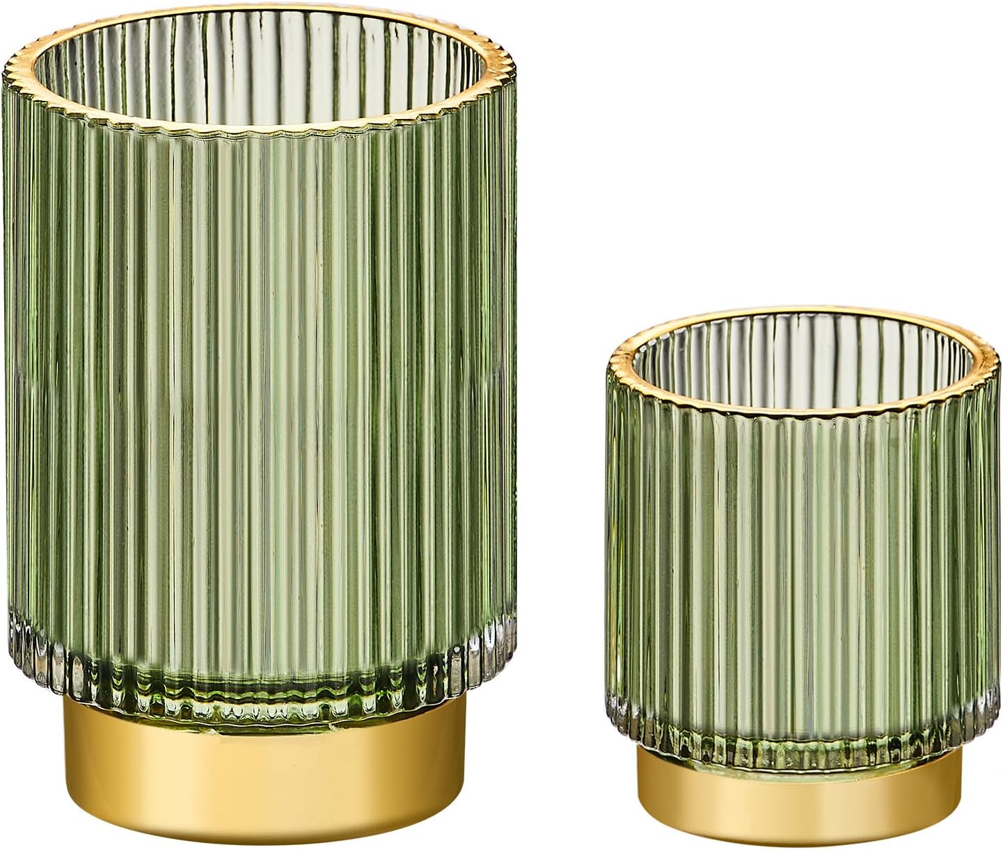 Makeup Brush Holder Organizer,Toothbrush Holders,Desk Pen Pencil Holder,Multifunctional Vintage Glass Brush Cup（S+L/Green/A3-1-US）