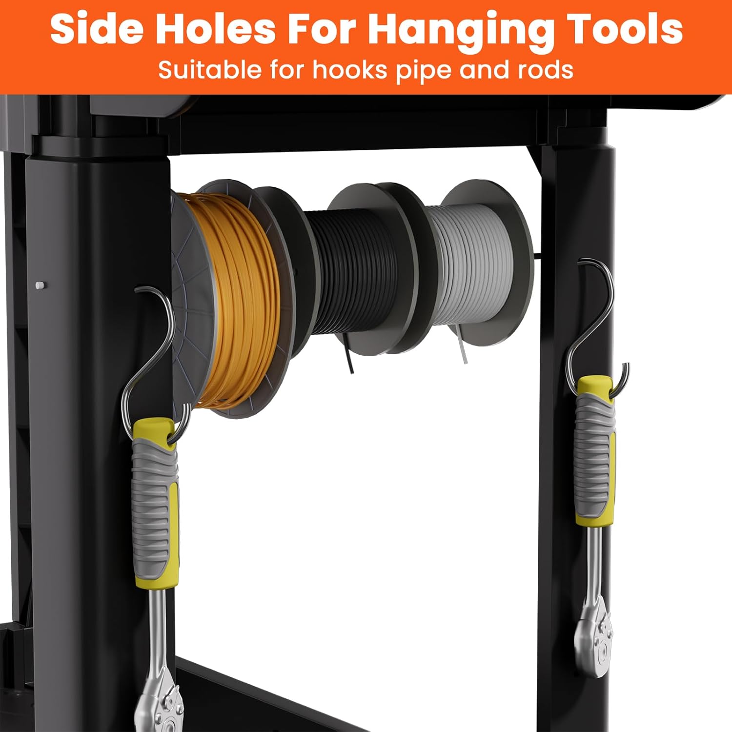 2 Tier Plastic Rolling Utility Cart on Wheels, Heavy Duty Tool Cart with Deep Shelves and 360° Swivel Wheels Holds up to 550 lbs, Service Cart for Warehouse,Garage, Cleaning (Black-M)