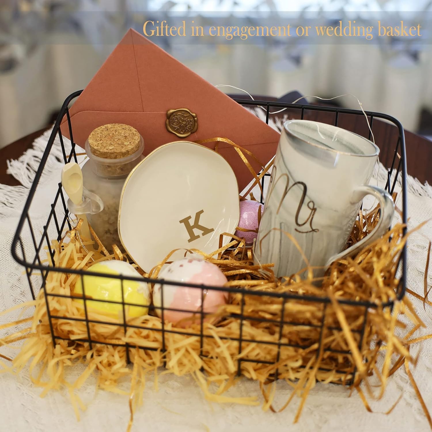 Initials Ring Dish Jewery Tray with personalized K-Monogrammed Gifts Wedding Engagement for Women Friends sister,Ceramic White