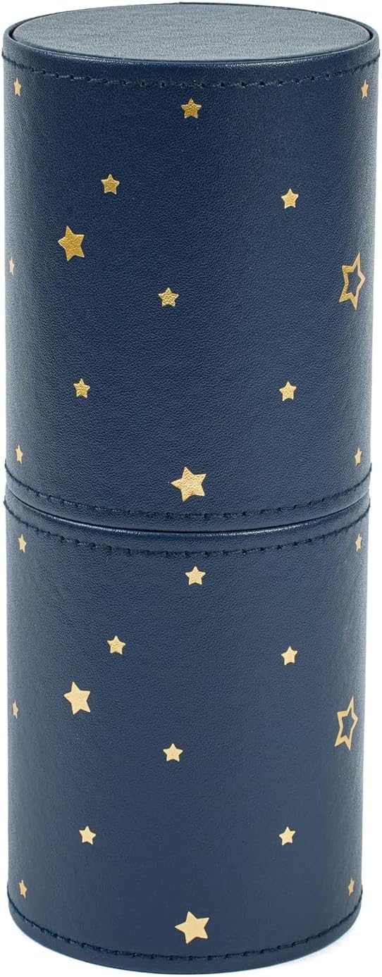 Portable Makeup Brush Holder, Waterproof PU Leather Travel Makeup Brush Case Bag Cup, Brush Storage Dustproof Bag (06Deepblue Star)
