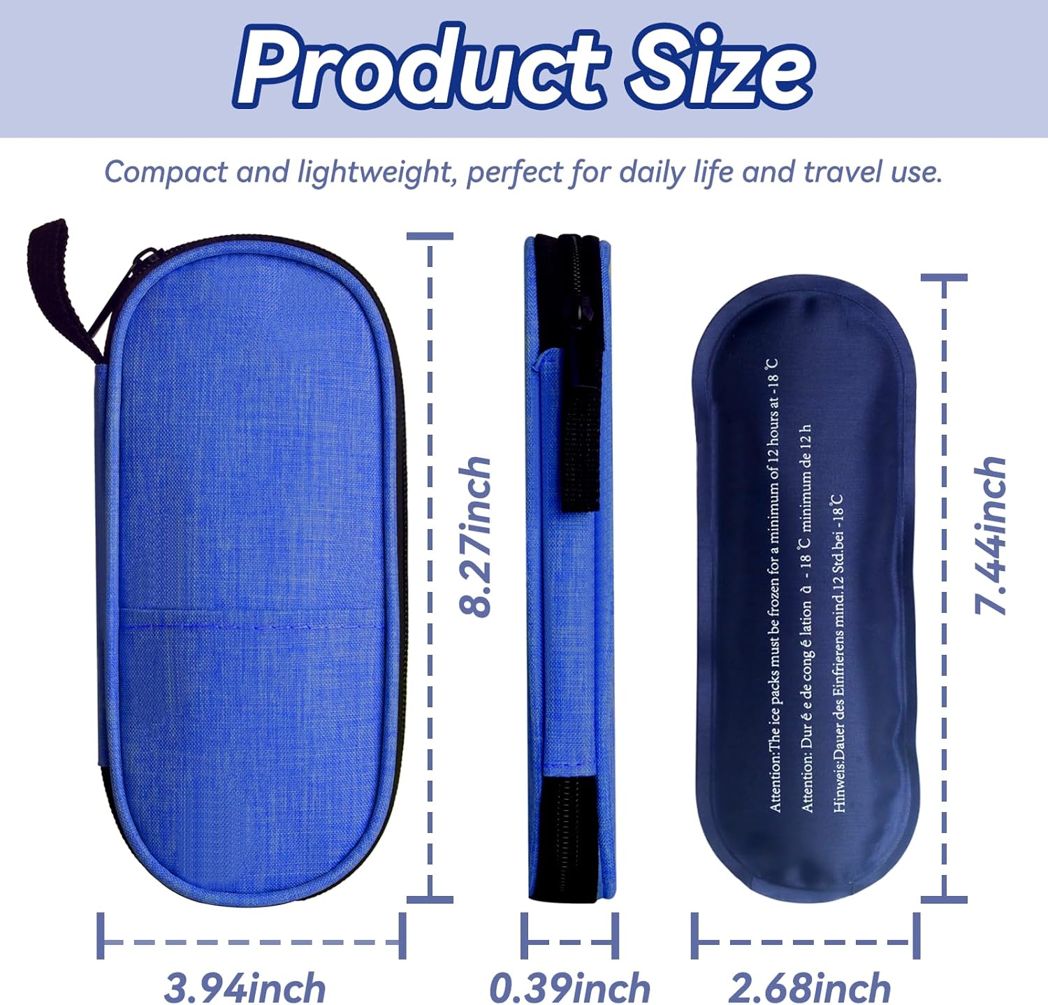 Insulin Cooler Travel Case, Medication Diabetic Cool Organizer Bag with 2 Ice Packs for Daily Life and Trip Use, Blue