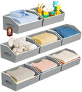 Large Closet Organizers and Storage Bins - 8 Pack Trapezoid Storage Baskets for Shelves, Foldable Fabric Baskets with Handles Ideal for Closet, Basket, Wardrobe and Shelf Storage, Grey
