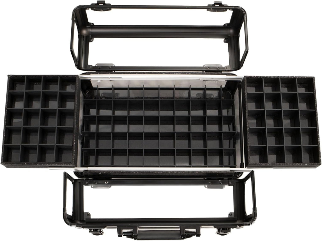 Ver Beauty Professional Armored Clear Acrylic Makeup Nail Tech Case with 2 Sliding Trays and Removable Dividers for Nail Polish Organizer Lockable Portable Travel Cosmetic Display Aluminum Case