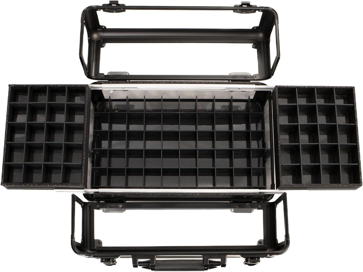 Ver Beauty Professional Armored Clear Acrylic Makeup Nail Tech Case with 2 Sliding Trays and Removable Dividers for Nail Polish Organizer Lockable Portable Travel Cosmetic Display Aluminum Case