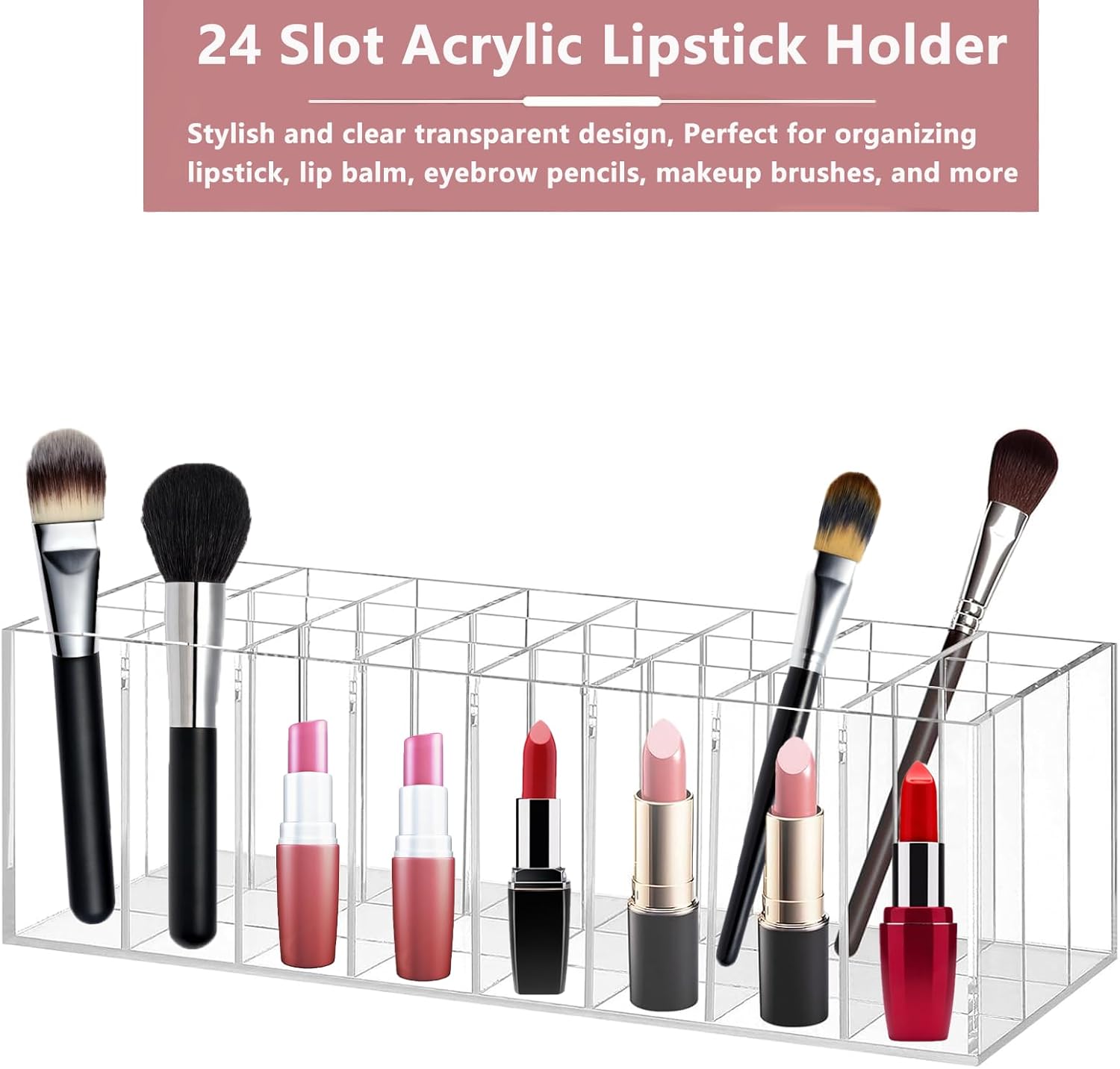 Lipstick Organizer 24 Slot Lipstick Holder Display Rack Small Clear Plastic Compact Lip Gloss Perfume Sample Mascara Holder