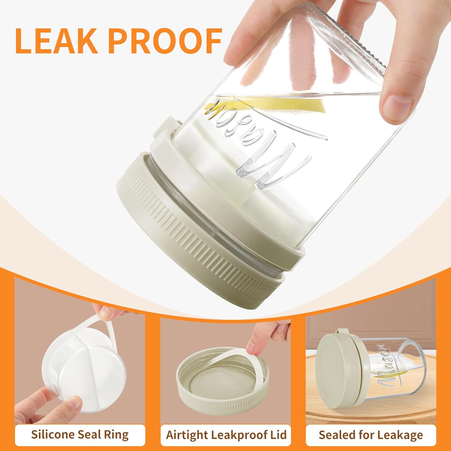 2 Pack Overnight Oats Containers with Lids and Spoons, 16 oz Mason Jars with Removable Separate Compartments, Airtight and Leak-Proof Glass Jars for Chia Pudding, Yogurt, and Oatmeal