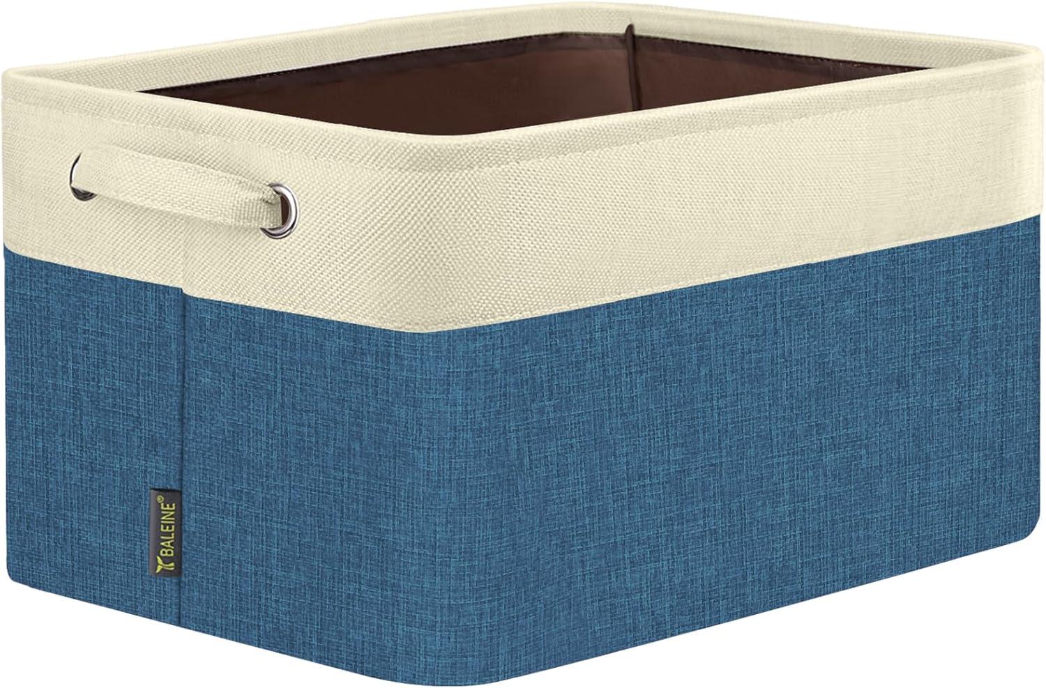 BALEINE 1 Pack Fabric Storage Bins for Shelves, Linen Storage Baskets for Organizing, Decorative Closet Bins for Clothes, Home (Navy Blue, 17''x13''x10.5'')