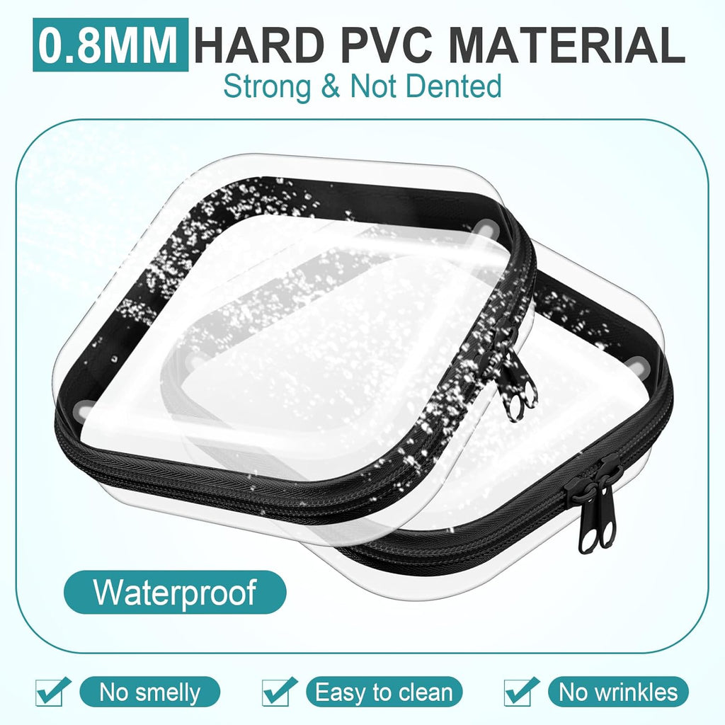 Sanwuta 6 Pcs Clear Hard Zipper Case Hard Plastic Zipper Pouches Transparent Makeup Bag Pencil Pouches for Travel Snacks Christmas Trinket Storage Organizer Box(Black,5 x 5 x 2 Inch)