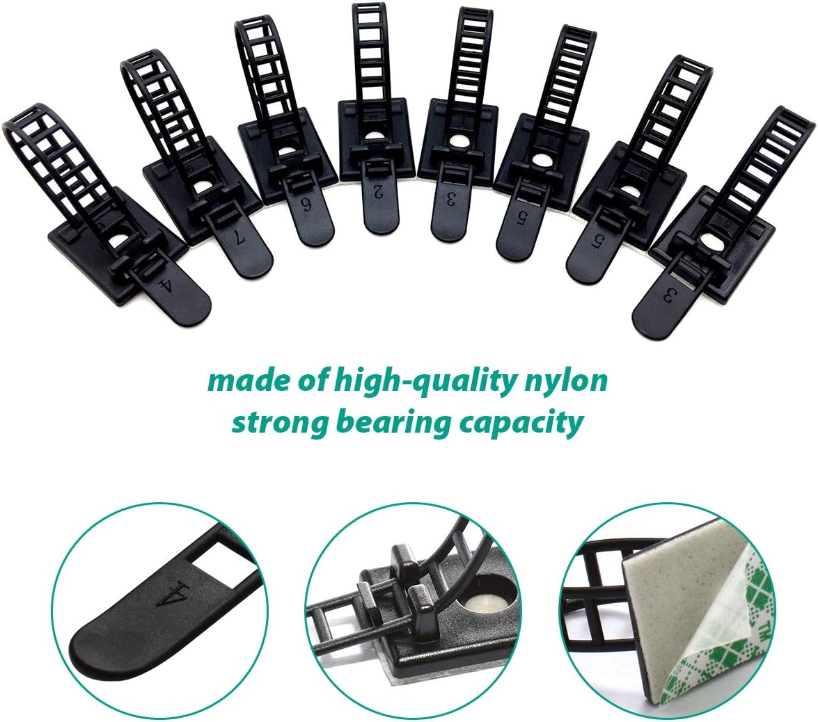 25 Pieces Desk Wire Organizer Cable Ties Zip Ties Adhesive Cord Clips Cable Management Cord Keeper Desk Wire Management