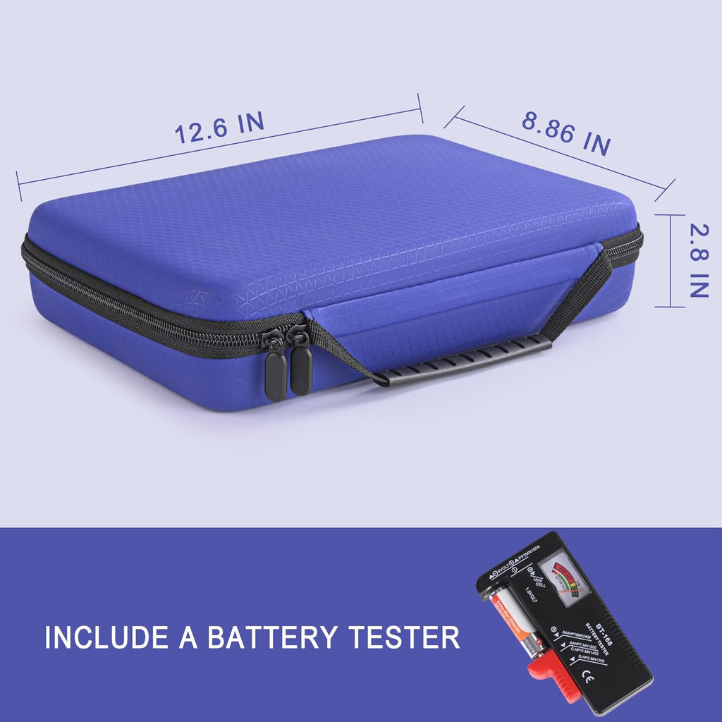 Battery Organizer Storage Case for AA AAA C D 9V, for 7 Batteries Variety Pack 111 Batteries Mesh Bag (Battery Not Included)