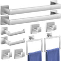 10-Pieces Bathroom Accessories, SUS304 Brushed Bathroom Accessory Set, Nickel Towel Racks for Bathrooml, Stainless Steel, Wall Mounted Towel Rack&Toilet Paper Holder&Towel Ring and Towel Hook