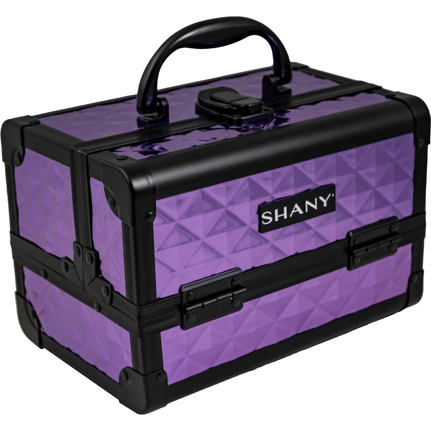 SHANY Chic Makeup Train Case Cosmetic Box Portable Makeup Case Cosmetics Beauty Organizer Jewelry storage with Locks, Multi trays Makeup Storage Box with Makeup Mirror - Lavender